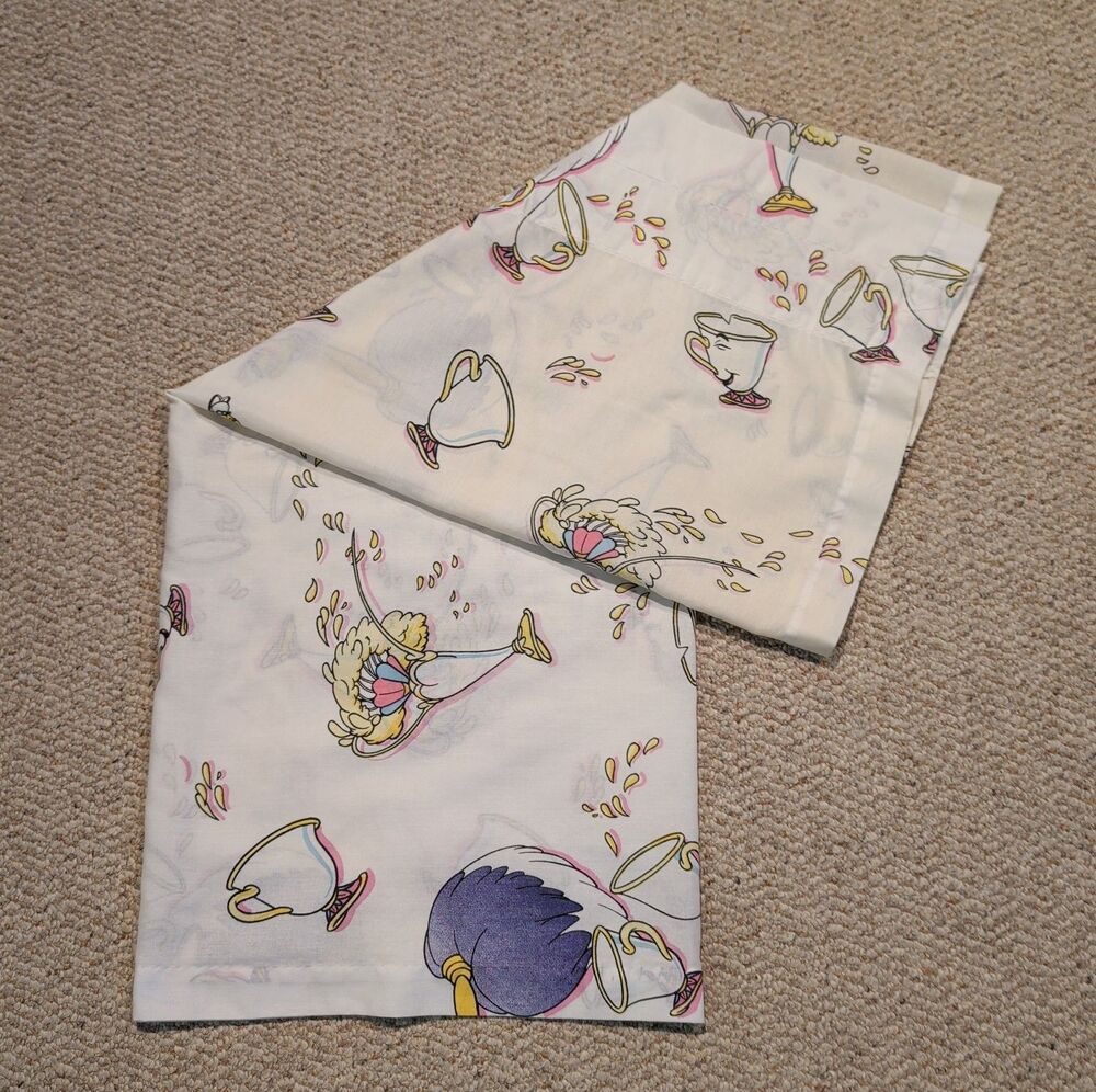 Vintage Disney Beauty and the Beast Teacups Window Curtain Panel 64"x40"